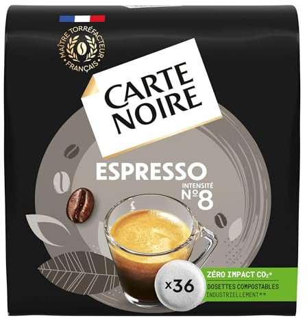 CARTE NOIRE – Café en Dosettes Souples Espresso N°8 - 10 Paquets de 36 Dosettes – Compatibles Senseo (360 dosettes)