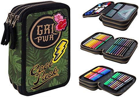 COOLPACK 3-FACH 44-teilig Mäppchen Federmappe Federtasche, Green Badges B67157