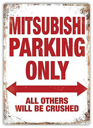 Mitsubishi Parking Only Blechschild Retro Blech Metall Schilder Poster Deko Vintage Kunst Türschilder Schild Warnung Hof Garten Cafe Toilette Club Geschenk