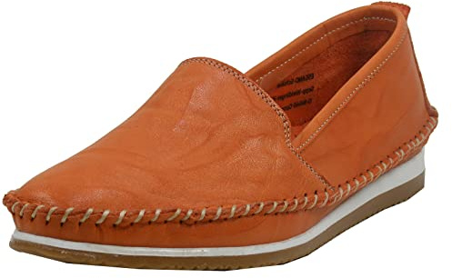 Andrea Conti Damen Leder Slipper 1889601, Größe:39 EU, Farbe:Orange