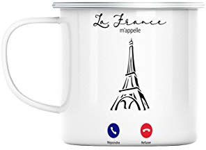 Mug en Métal Emaillé La France M'Appelle Tour Eiffel Paris Voyage