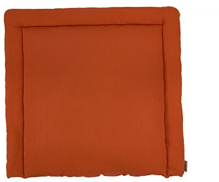 KraftKids Wickelauflage in Doppelkrepp Rot Herbstrot, Wickelunterlage 75x70 cm (BxT), Wickelkissen