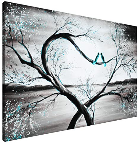 Estika Leinwand bilder - Im Mondlicht Türkis - 120x80 cm, 1 teilige kunstdruck - Wandbilder wohnzimmer, schlafzimmer, Moderne wanddeko, Bild auf leinwand - Natur bilder - 4194A_1B
