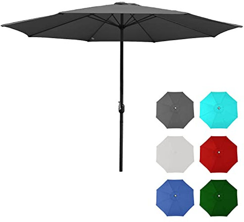 Jiubiaz Ø 300cm Sonnenschirm Gartenschirm UV30+ Wasserabweisenden Sonnenschutz Rund Ampelschirm Farbwahl mit Handkurbel Marktschirm für Balkon, Terrasse & Garten