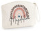 minimutz Schminktasche für Mädchen mit Regenbogen & Name | Motiv Rosa Leo inkl. Namensdruck|Personalisierter Kulturbutel Kosmetiktäschchen Organizer Damen M (19x17 cm) beige