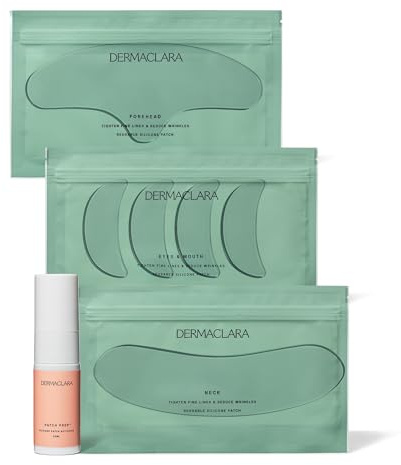Dermaclara Pansements anti-rides en silicone réutilisables pour les ridules, les rides sous les yeux, le front et le cou
