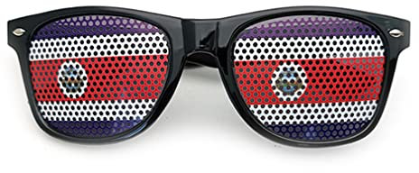 AMMICCO Sonnenbrille, Flagge, Weltmeisterschaft, 2 Paar Brillen, Gitter, Brillen, Halterung, Dekoration, Zubehör, Foto, Brille, Party, Sport, Fußball (Costa Rica)