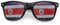 AMMICCO Sonnenbrille, Flagge, Weltmeisterschaft, 2 Paar Brillen, Gitter, Brillen, Halterung, Dekoration, Zubehör, Foto, Brille, Party, Sport, Fußball (Costa Rica)
