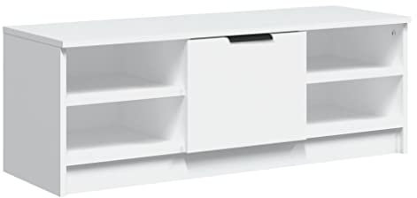 vidaXL Mueble de TV Armario Aparador Auxiliar Equipos Música Consola para Hogar Familia Soporte Videoconsolas Madera Contrachapada Blanco