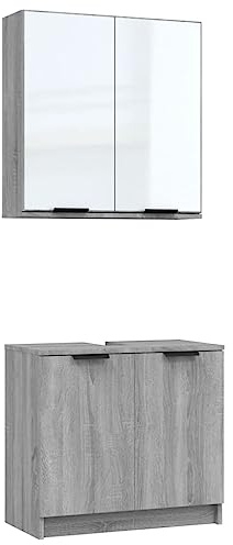 vidaXL 2 Piece Bathroom Cabinet Set Grey Sonoma Engineered Wood