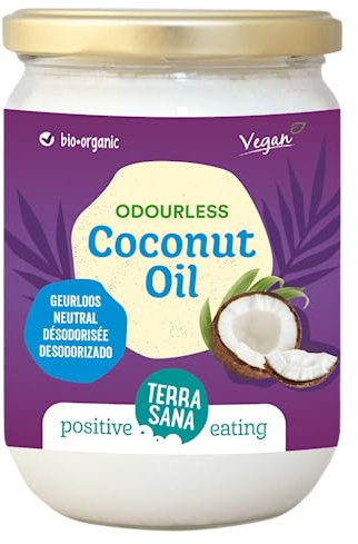 TerraSana Bio Kokosöl geruchlos: Vielseitiges Kokosöl zum Kochen, Backen und Frittieren (1 x 500ml Glas)