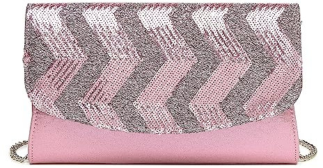 Miss Lulu Women's Clutches, Clutch Bags for Women Ladies Evening Bags Purse Handbag Cross Body Bag Wedding Party with Detachable Chain Strap (Pink)