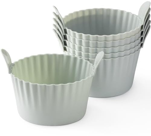 Bakecat Lot de 6 ramequins pour friteuse à air, moule à œufs, grands moules à muffins pour friteuse à air, gris