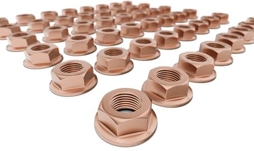 M7 x 1.0 CU SW11 Copper Nut, Exhaust Manifold with Collar Self-Locking According to DIN 6927 Suitable for Exhaust Systems and Car Engines (up to 450°C Working Range) FA1 988-0702.10