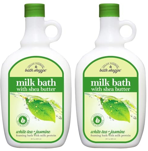 Village Naturals Bath Shoppe, White Tea and Jasmine Foaming Milk Bath, 28 Fl Oz, Pack of 2