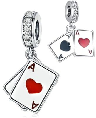 Streetculture Casino Poker Karten Chips Würfel Black Jack Poker - Charm 925 Silber Bettelarmband Anhänger Zubehör Geschenk Sterlingsilber