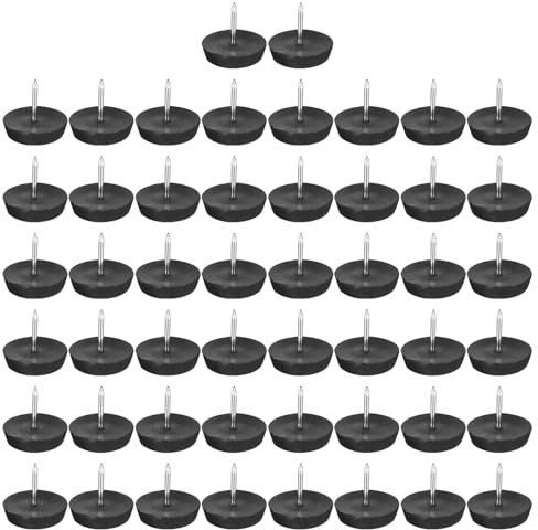 sourcing map Plastic Nail-On Furniture Glides 50Pcs 17mm Dia Table Chair Sofa Leg Floor Protectors for DIY Furniture Table Chair Sofa Couch, Black