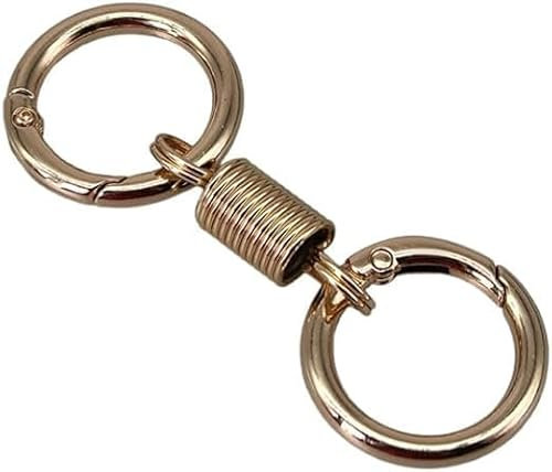 Belendan Nordic Retro Spring Double Ring Keychain, Belendan Key Ring Spring, Belendan Double Ring Key Chain, Gold, as show