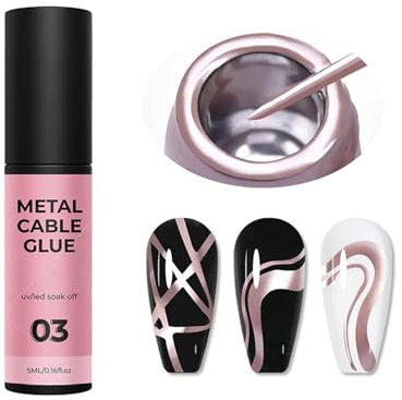 Gel Nail Polish Liner, Rose Gold Nail Art Line Gel Soak-Off UV/LED Painted Gel Nail Polish for French Tip Manicure Home DIY Salon, Metallic Gel Nail Polish for Fineliner Nail Art