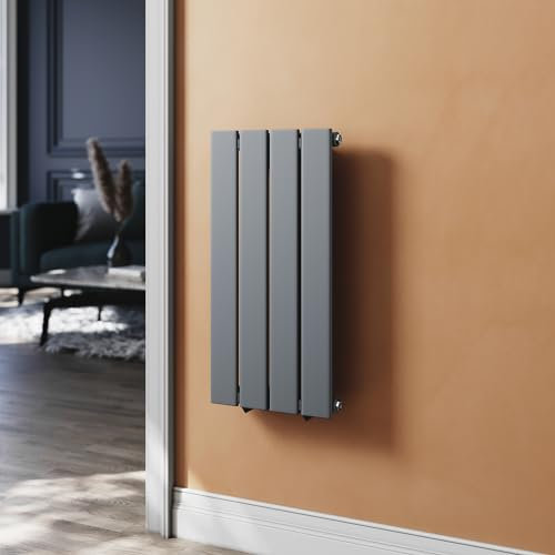 SUNXURY Heizkörper Klein 600x 311 mm Flachheizkörper für Badezimmer Vertikal Paneelheizkörper Badheizkörper Einlagig Mittelanschluss Anthrazit