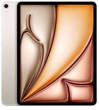 Apple 13 iPad Air (M2): Liquid Retina Display, 128 GB, 12 MP Querformat Frontkamera/12 MP Rückkamera, WLAN 6E und 5G Mobilfunk mit eSIM, Touch ID, Batterie für den ganzen Tag – Polarstern