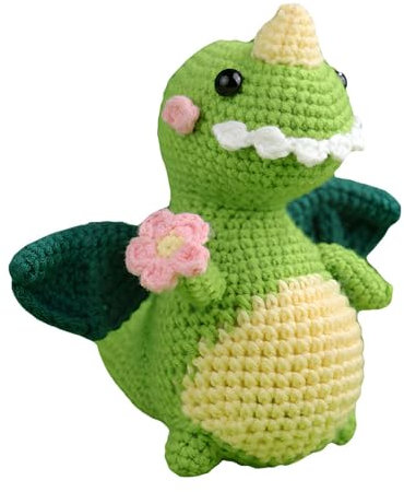 Häkelset für Anfänger | Grüner Drache Design Häkelset | Einzigartiges Häkel-Startset Wolle Strickzubehör