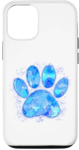 iPhone 14 Dog Paw Print Blue Watercolor Painting Case