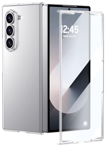 Vizvera for Samsung Z Fold 6 Case Crystal Clear, [Screen Protector] [Not Yellowing] Hard PC Ultra-Thin Anti-Scratches, Support Wireless Charging Protective Phone Case for Galaxy Z Fold 6 2024, Clear