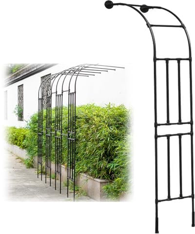 Metall Rosenbogen Garten Halbbogen Rankhilfe Rankgitter Torbogen Für Kletterpflanzen Stahlrahmen Halb-rosenbogen Witterungsbeständig(Black,120X240X45cm)