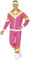 FIESTAS GUIRCA Gestreifter Neon Rosa Trainingsanzug Karneval Kostüm Herren–80er Jahre Trainingsanzug Lustiges Herrenkostüm JGA–90er Jahre Jogginganzug Bad Taste Herren Kostüm Karneval Fasching Größe L