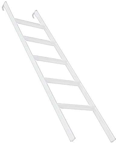 Scaletta per letto a castello bianca alta 59/61/63/65/67/68,8/70,8 con ganci, scaletta rialzata per letto camper, dormitori, camera da letto, metallo