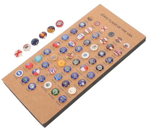 DIYEAH Country Map Push Pin - State Flags of The USA Push Flag Pins Thumb Tacks with Cork Board Flag Hanging Push Pins for Bulletin Board Map Office