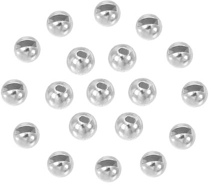 PATIKIL 3.3mm Fly Tying Tungsten Beads, 50 Pcs Slotted Tungsten Round Ball Beads for Jig Hooks, Brass