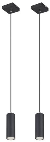 GLOBO Pendelleuchte schwarz Pendelleuchte einzeln schwarze Hängelampe, Skandinavisch Metall schwarz matt, 1x GU10 Fassung, DxH 9x120cm, 2er Set