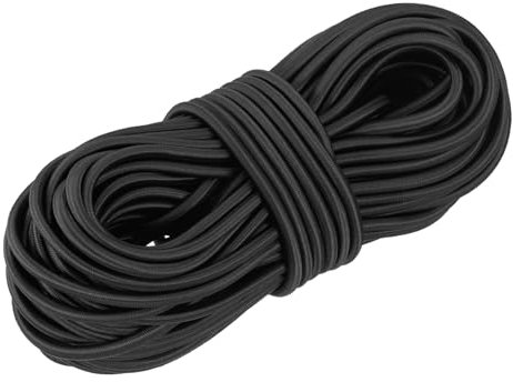 DMiotech 6mm Shock Cord, 30 M Black Bungee Cord Tent Pole Shock Cord Round Elastic Kayak Rope Stretch String Marine Grade Heavy Polyester for DIY Projects Tie Downs