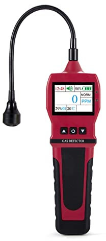 Luftqualitätsmonitor 0-10000 PPM professioneller Gaslecksucher/Schwanenhals CH4 Naturkohle brennbares brennbares Gas Schnellanalysator Sensor 4 Alarm, Atmen Sie leicht(Colorful Display)