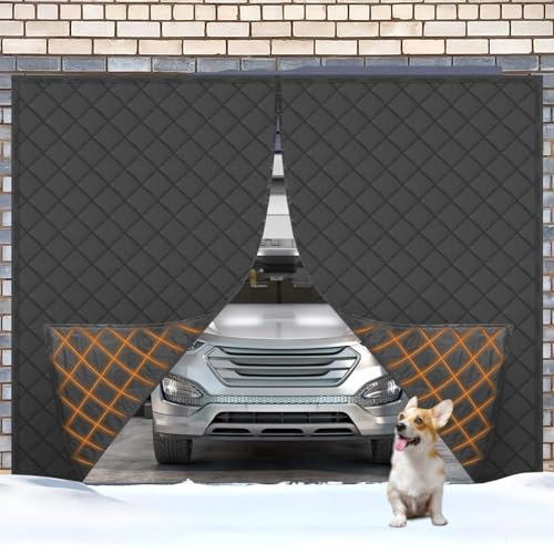 Magnetic Thermal Insulated Garage Door Curtain Insulation Kit 1 Car Garage Door Screen for Winter, 9x7ft Insulated Covers for Insulation Windproof Soundproof