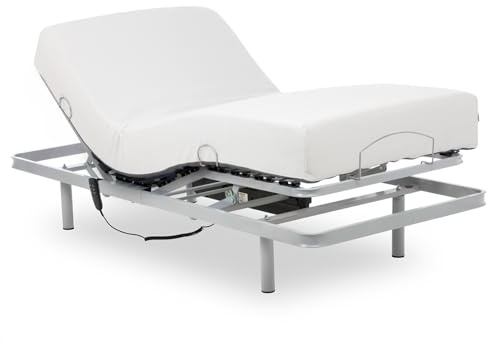 Geriafy – Lattenrost elektrisch verstellbar mit 20 cm viscoelastischer Tencel-Matratze | Frisches und weiches Gewebe (90x200 cm, Kabelsteuerung)