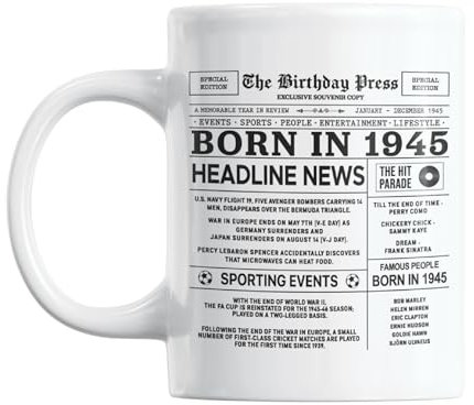 Gift Island 80th Birthday Gifts Mug for Women & Men | Born in 1945 Birthday Gifts & 80th Mug | Gift for Mum & dad, Uncle & Auntie, Granny & Grandad | Gift for Eighty Years Old | 11oz Coffe Mug