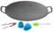 Sghtil Pan de grill coréen, BBQ Grill Pan - de poêle à grill rond en fonte | Outils de cuisson portables avec des poignées pour l'induction, la cuisinière, la table de cuisson électrique