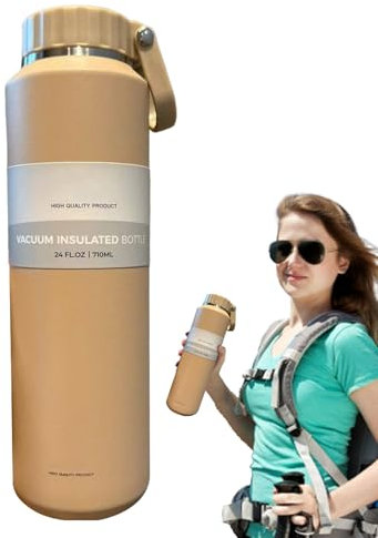 Insulated Water Bottle, Leakproof Stainless Steel Cup, 24 Oz Vacuum Bottle, Portable Design, for Hiking, School, Travel, Camping, Cycling, Outdoor Sports, 3.23x3.23x9.8 inches
