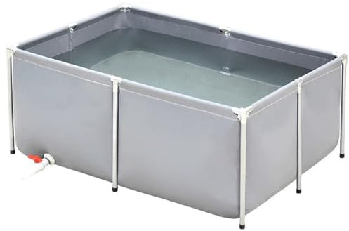 WIGING Toile Hors Sol Bassin À Poissons avec Structure en Acier, Piscine Ornementale Réservoir d'eau avec Vanne De Vidange pour Élevage De Koïs Irrigation Agricole((LxWxH) 3x2x1m)