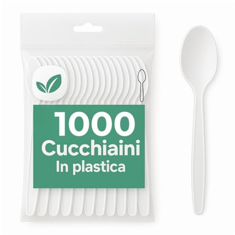 ecodrinks - 1000 Cucchiaini di Polipropilene Riutilizzabili - Senza BPA, Resistenti ed Ergonomici - Perfetti per Catering, Eventi, Feste, Picnic e Barbecue