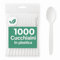 ecodrinks - 1000 Cucchiaini di Plastica Riutilizzabili - Senza BPA, Resistenti ed Ergonomici - Perfetti per Catering, Eventi, Feste, Picnic e Barbecue