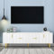 Jaxenor 170cm TV Schrank mit 2 Türen, TV Board mit Goldenen Griffen, Fernsehschrank mit 2 Schubladen, Fernseher Schrank für Wohnzimmer, TV Lowboard, Weiß