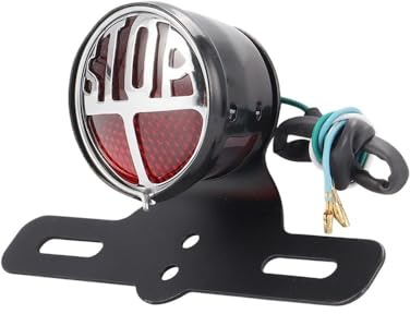 ZRTFGN Moto Rear stop lamp Motorcycle 12V Round Stop Rear License Plate Mount Tail Brake Light For Chopper For Bobber Taillight Turn Signal