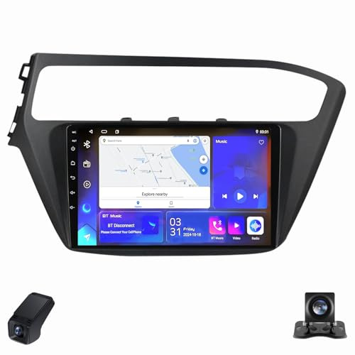 Autoradio per Hyundai i20 2 GB 2018-2020 Android 14 Radio Touch Screen 9-Inch Car Radio/Wireless CarPlay/Android Auto/SWC/WiFi/GPS/Bluetooth/FM/ADAS DVR/Telecamera posteriore(X2)