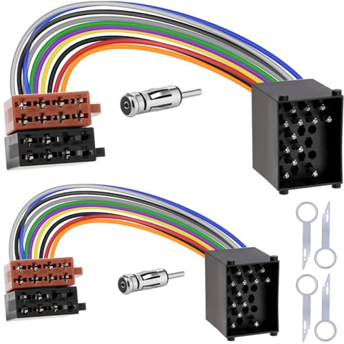 DAOKAI Car Radio Stereo ISO Wire Fits for BMW 3 Series E30 E36 E46 E39 5 Series E34 Car Stereo Radio ISO Wiring Harness Adapter Round Pin to Standard 16 PIN-2pcs