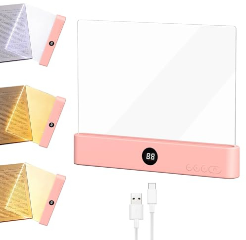 Tragbare Flaches Buchlicht, Smart LED Book Light, Leselampe Buch, 3 Lichtfarben Dimmbares LED Buchlampe mit Timer, Wiederaufladbare Buch Leselamp-e, Leselampe Geschenk für Buchliebhaber (M3)