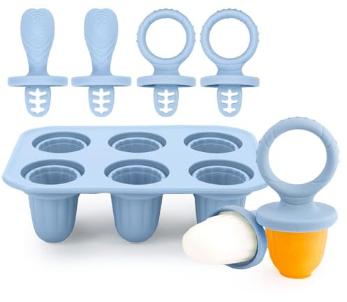 Molde Helado para Bebé, 6X 17ml Mini Moldes Helados Niños Moldes Pequeño Helados y Polos de Silicona Libre de BPA, Fáciles de Limpiar, Ideales para Puré de Frutas y Leche Materna